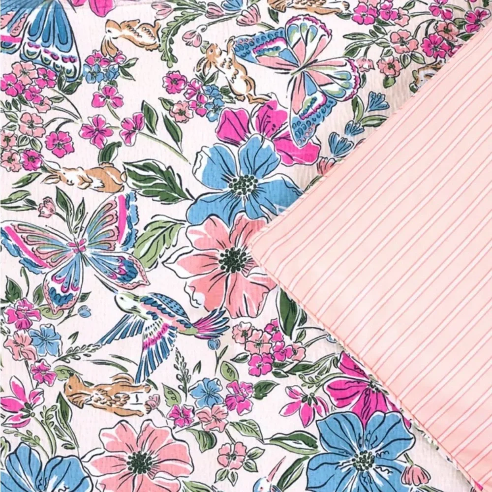 Kate Spade Curious Garden Comforter Set Full/Queen Pink Floral Cotton 3Pc